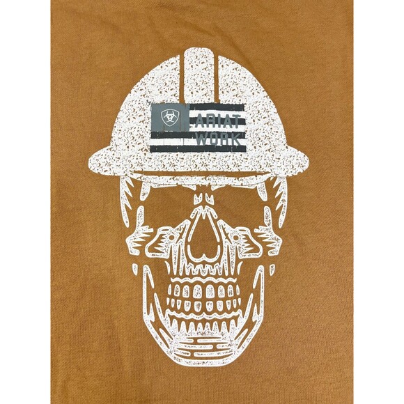 NEW Ariat Rebar Roughneck Hoodie Men's XL Brown Skull Hardhat Water Resistant - Picture 2 of 12